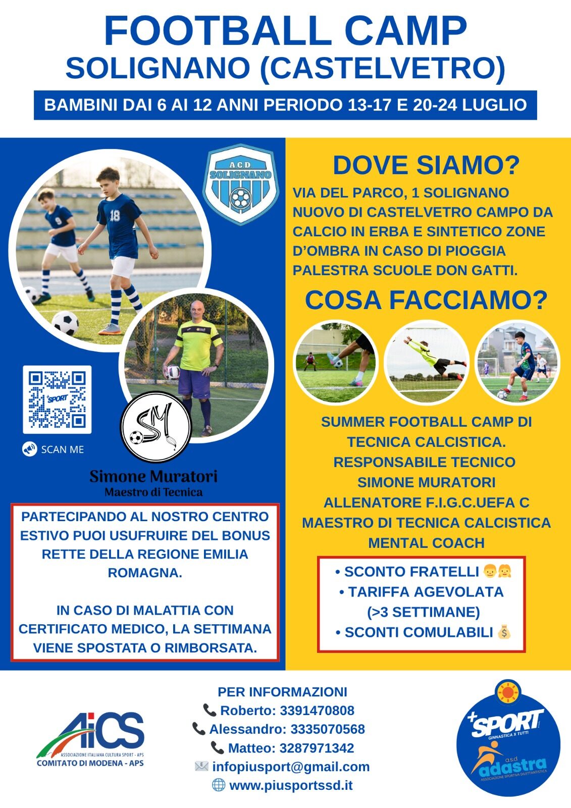Football Camp a Solignano Nuovo: due settimane di calcio per bambini dai 6 ai 12 anni